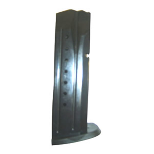 Smith & Wesson 9mm M&P magazine assembly with 17-round capacity and polymer baseplate, blued finish.