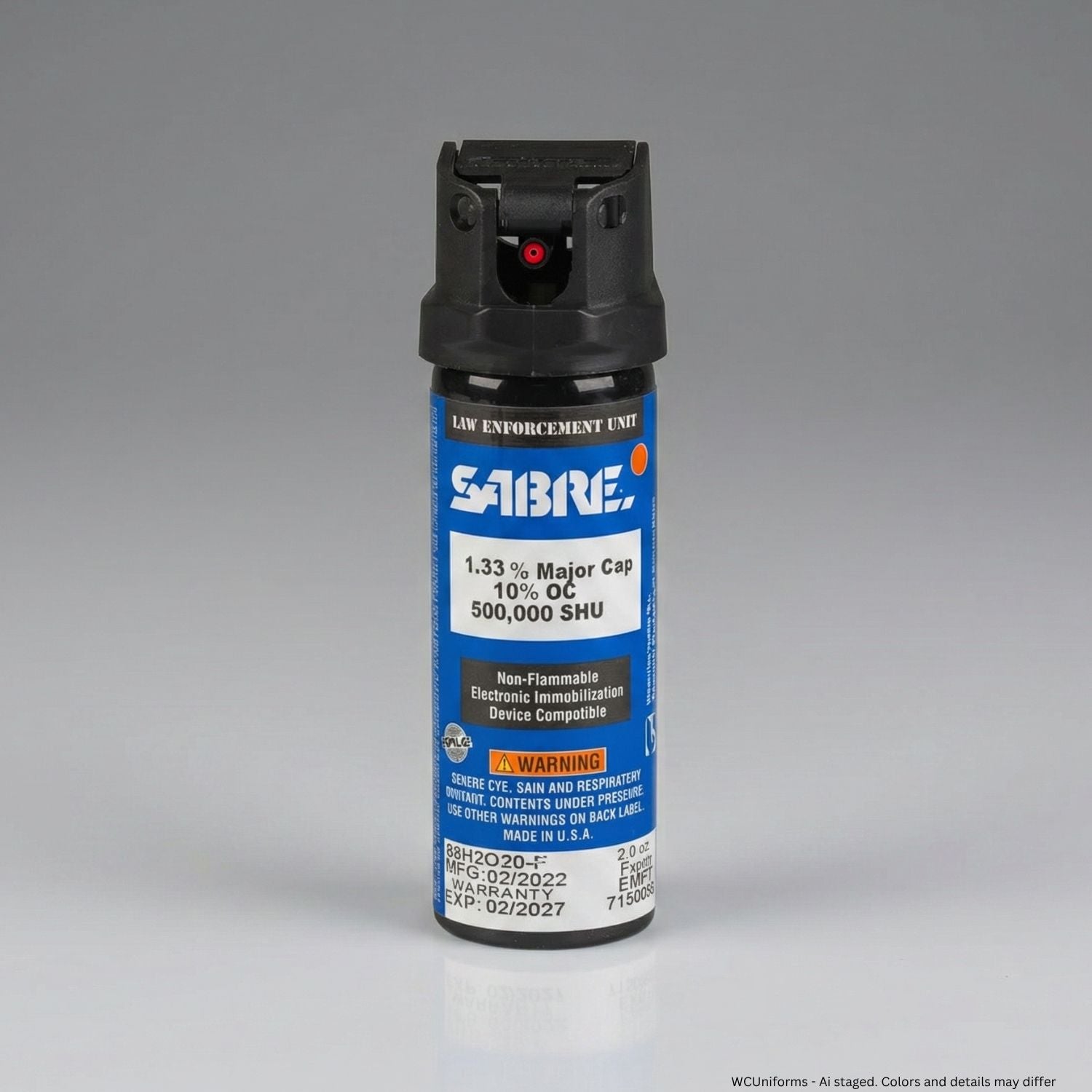 SABRE pepper spray canister on a gray background