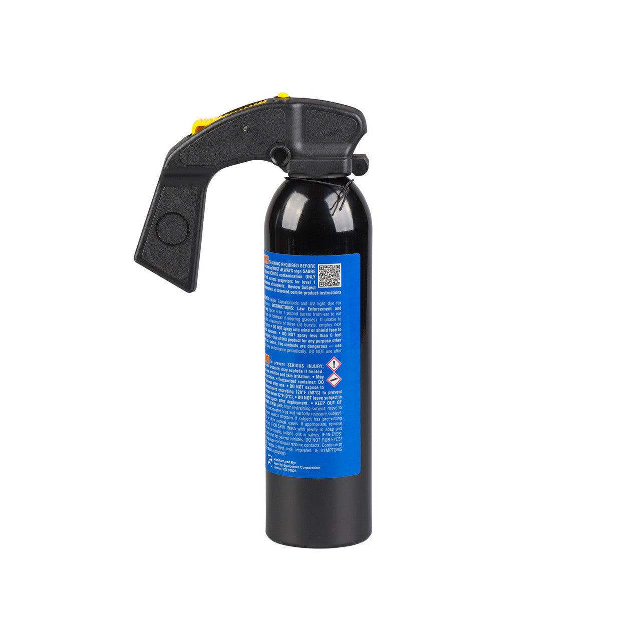 Rear angle of Sabre 16.0 oz Foam OC Spray 10% OC and 1.33% MC (MK-9) 92H2O60-F on a white background