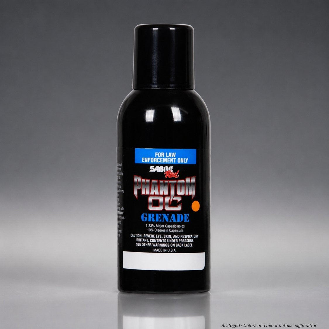 SABRE Red Phantom OC Aerosol Grenade MK-5 AG-PTM-40 3.6 oz black canister front with law enforcement designation label