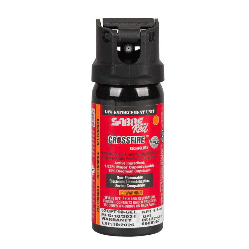 Red and black spray can with label on a white background