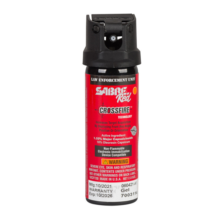 SABRE Red Crossfire pepper spray on a white background