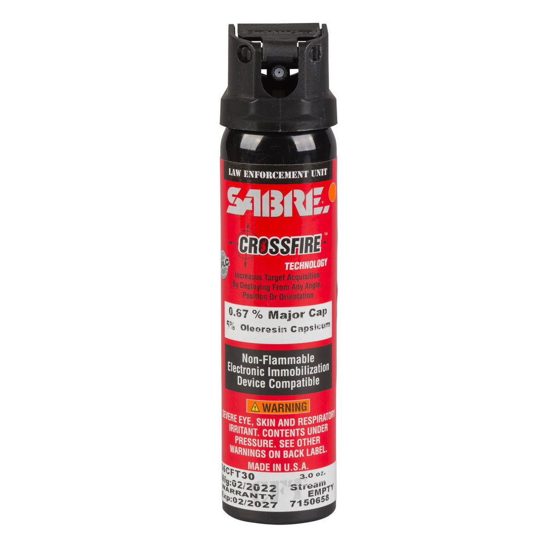 Sabre Crossfire pepper spray on a white background
