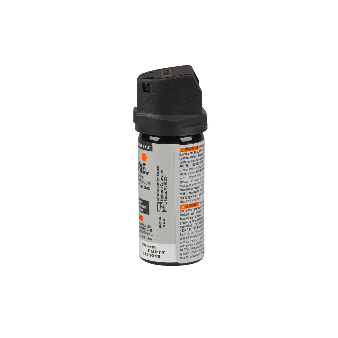 Black pepper spray canister on a white background