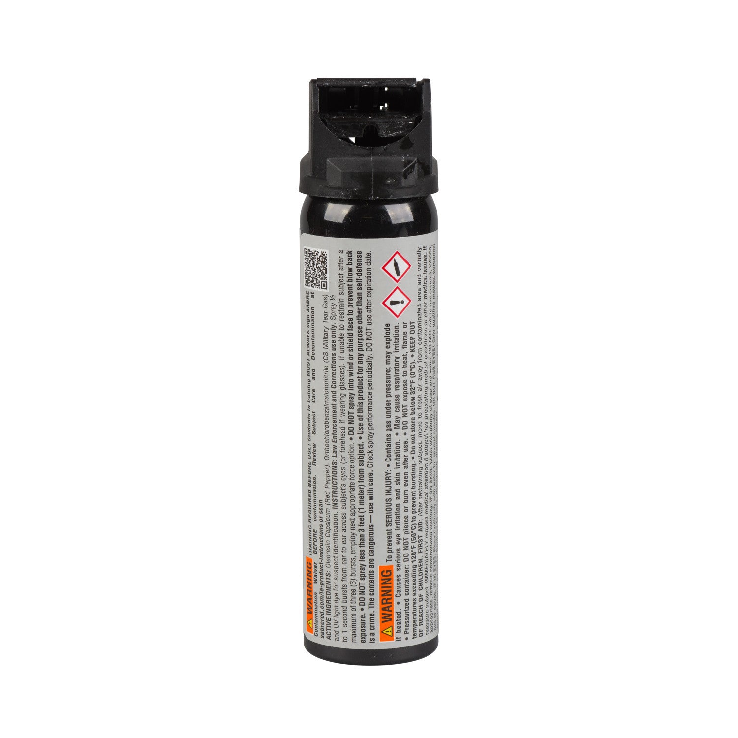 Pepper spray canister with label on a white background