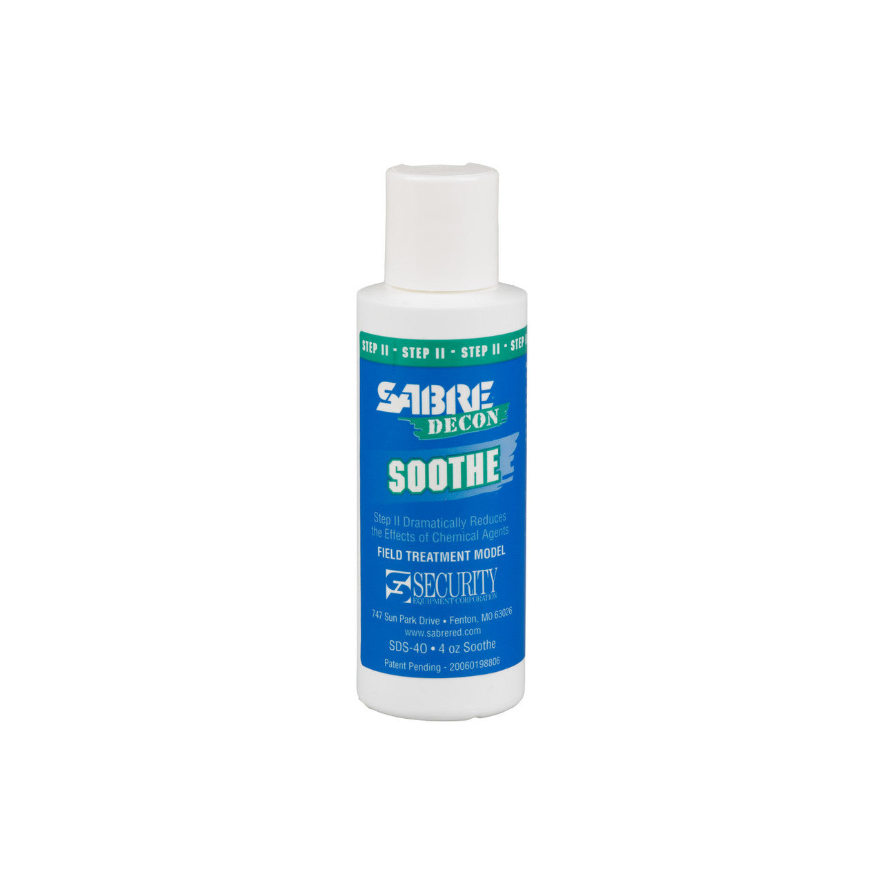 Bottle of Sabre Decon Soothe on a white background 