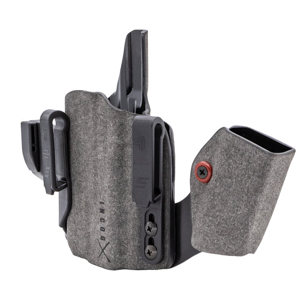 Safariland IncogX IWB Holster for S&W M&P 2.0 with Light, shown with over-the-belt clips, suede-wrapped body, and red-dot optic compatibility