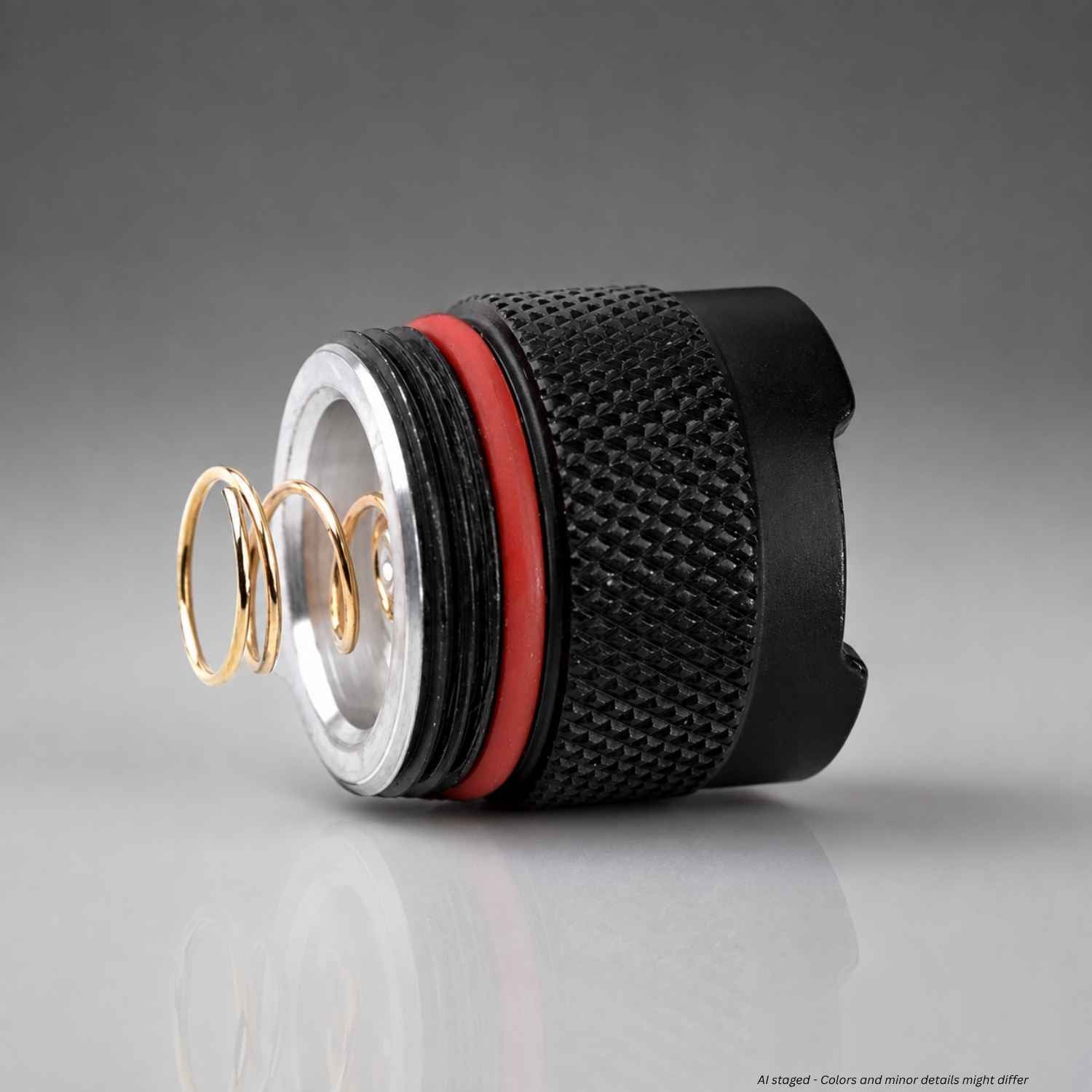Streamlight 880246 tailcap threaded end with gold contact spring and red O-ring