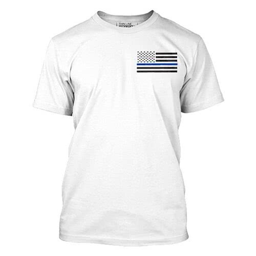 Thin Blue Line Men’s – T-Shirt – Thin Blue Line Flag – White, 2XL -