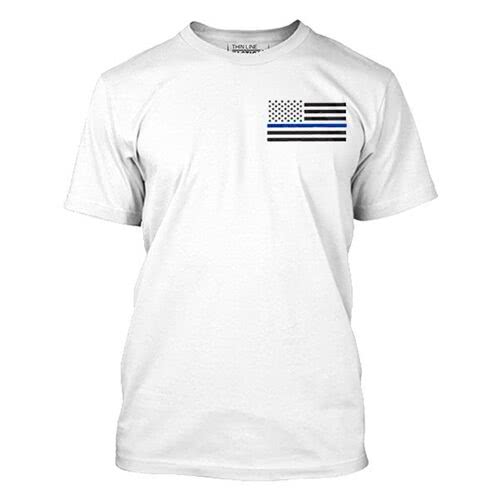 Thin Blue Line Men&#8217;s &#8211; T-Shirt &#8211; Thin Blue Line Flag &#8211; White, 2XL -
