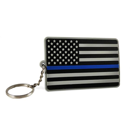 Llavero Línea azul delgada Bandera americana de línea azul delgada