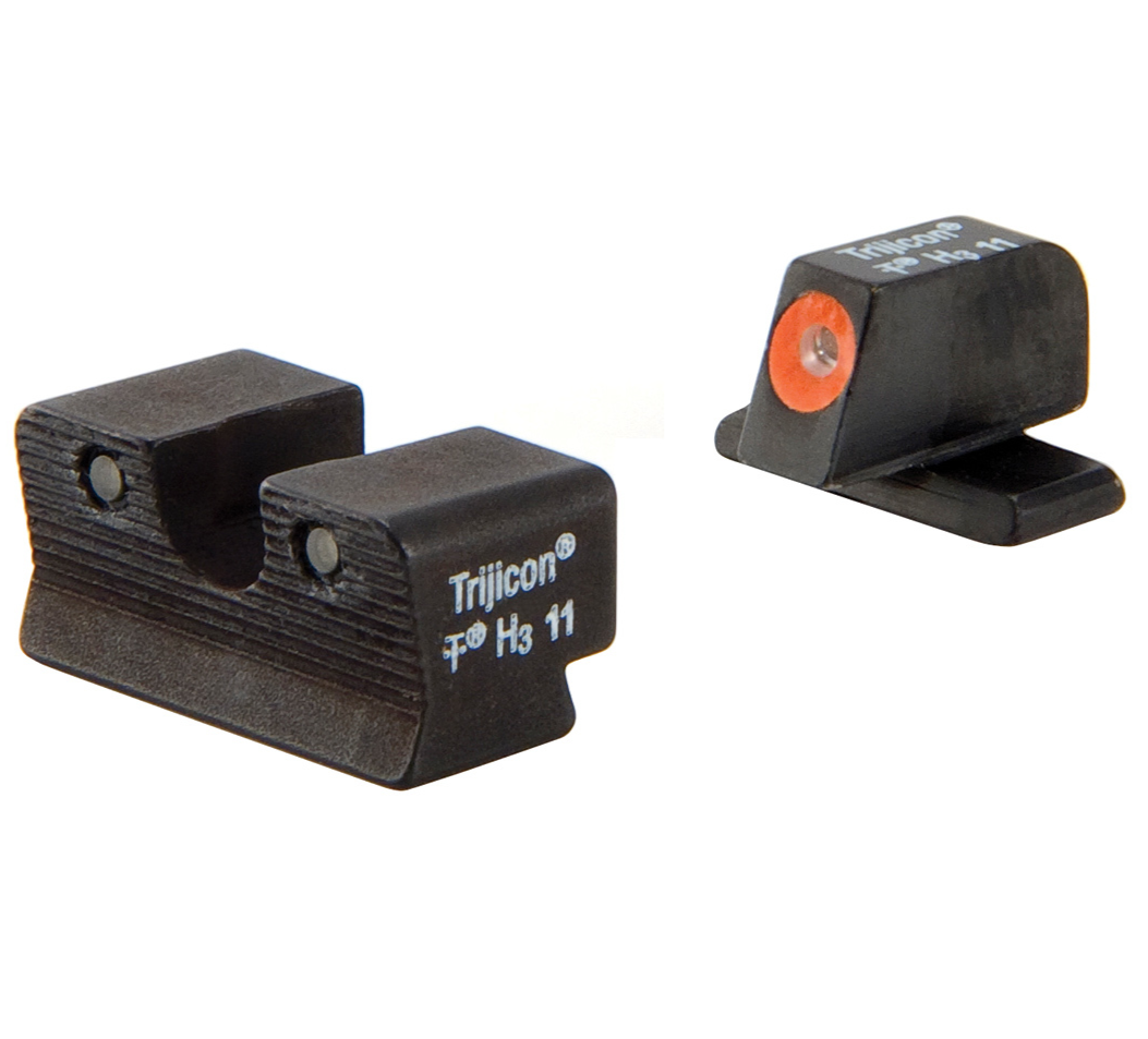 Trijicon HD Night Sights set featuring #6 front and #8 rear sights, designed for tactical shooters with enhanced visibility.
