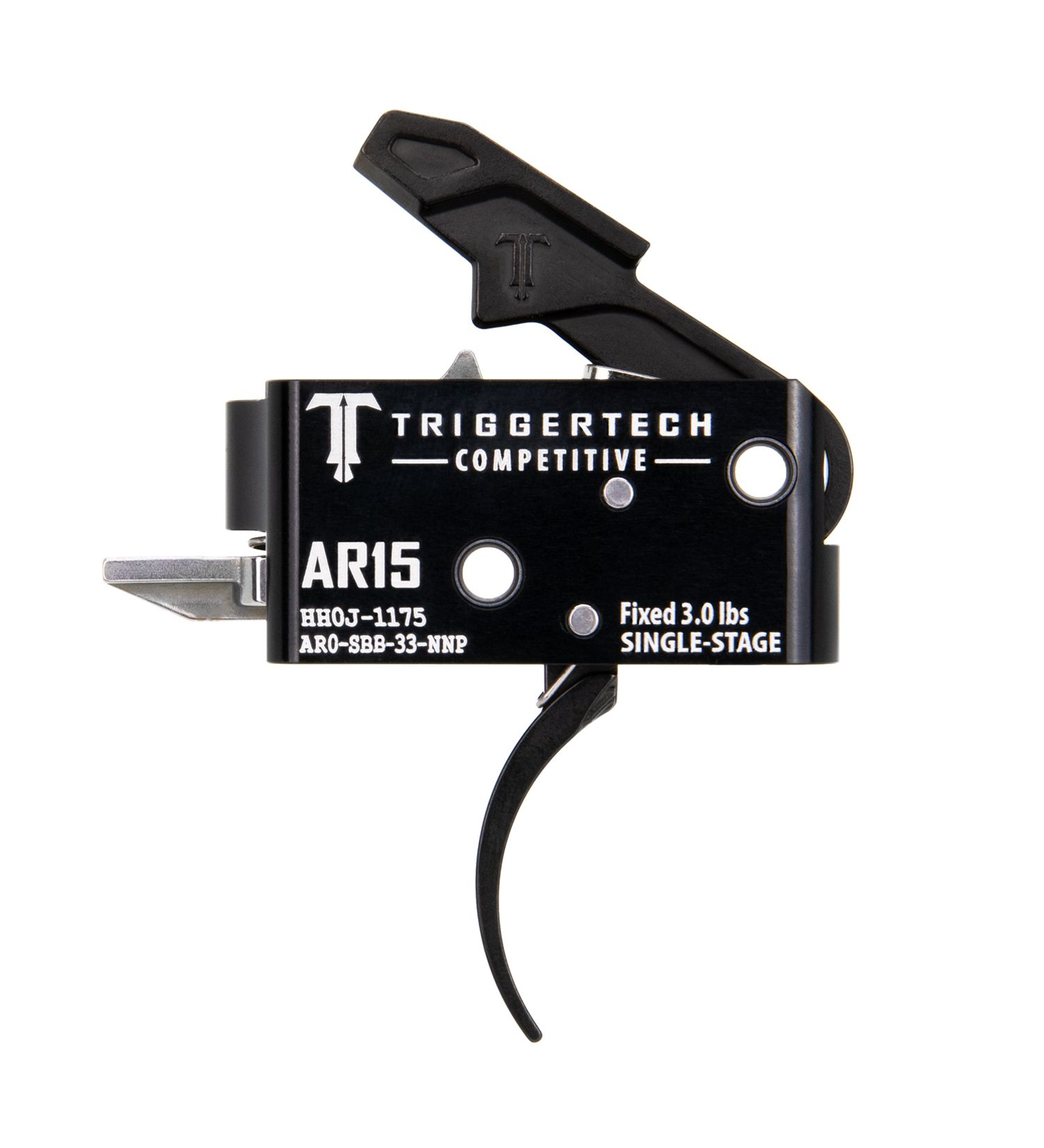 TriggerTech AR15 Single-Stage Competitive Trigger featuring zero-creep technology and a 3.0 lbs fixed pull weight.