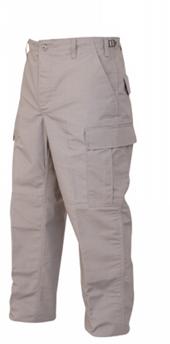 TRU-SPEC BDU Pants in grey, classic military design with cargo pockets for durability and versatility.