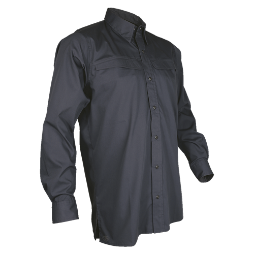 TRU-SPEC 24-7 Long Sleeve Pinnacle Shirt in dark color, featuring a button-down collar and hidden pen pockets.