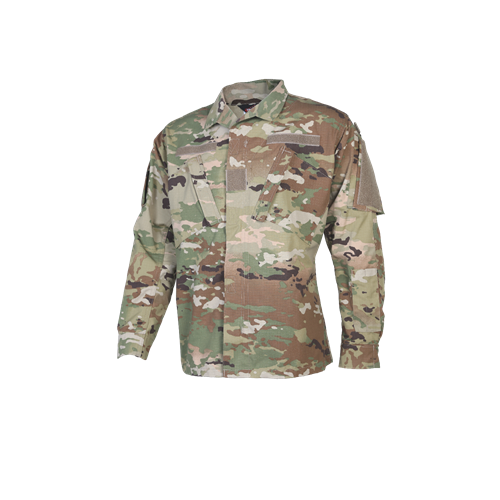 TRU-SPEC Scorpion OCP Army Combat Uniform Shirt in camouflage pattern, made of durable rip-stop fabric.