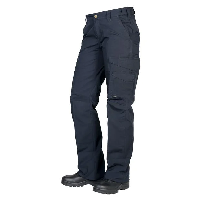 TRU-SPEC women's navy Pro Flex tactical pants with cargo pockets and reinforced knees, designed for comfort and durability.