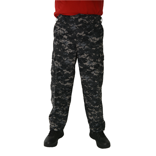 TRU-SPEC Tru Basic Pants in black camouflage, durable BDU design with zip fly, ideal for tactical and outdoor use.