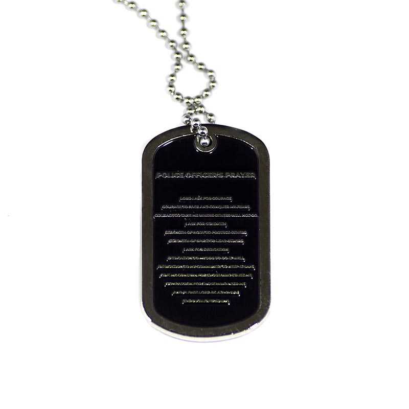 Thin Blue Line Flag Dog Tag with Police Officer’s Prayer