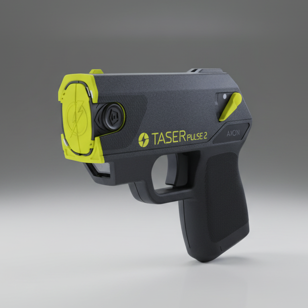 TASER Pulse 2 device on a gray background