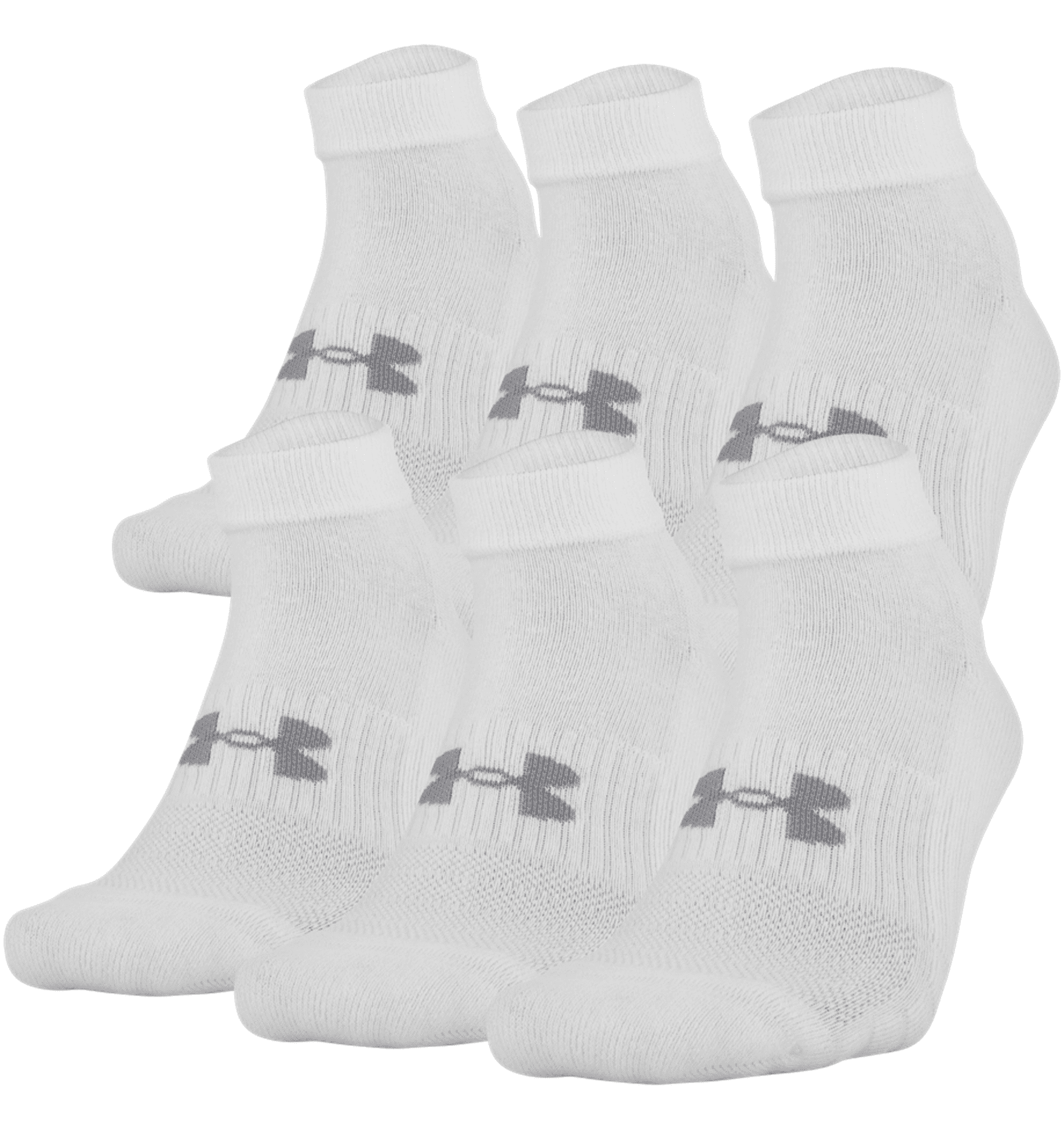 Under Armour Unisex UA Training Cotton Low Cut 6-Pack Socks 1346791 - White, M