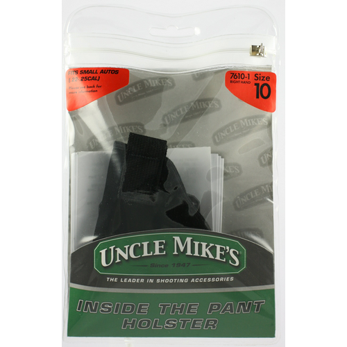 Uncle Mike's Inside-the-Pant Retention Strap Holster, compact design for small autos, size 10, ideal for concealed carry.