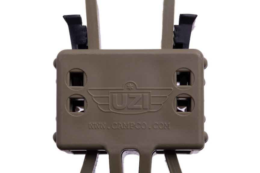 UZI Foldable Flex Cuffs Disposable estraints (Tan, Green, or Black) | UZI-FLXC with UZI logo and Campco.com website on a white background