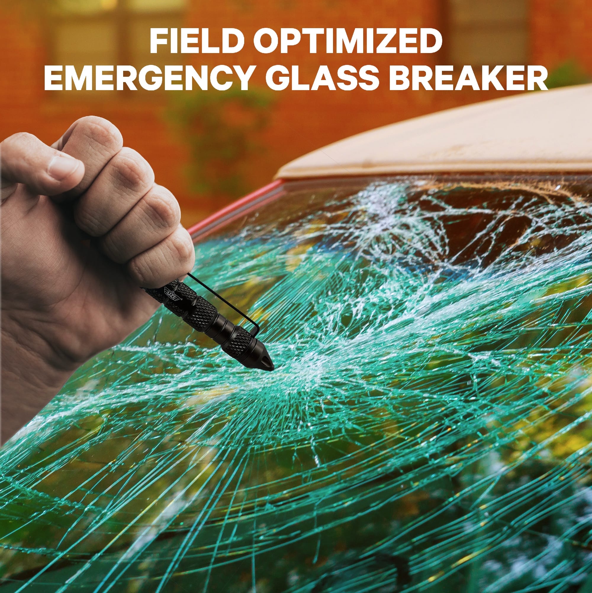 UZI Tactical Defender Pen with Glassbreaker – Black Aluminum Pen