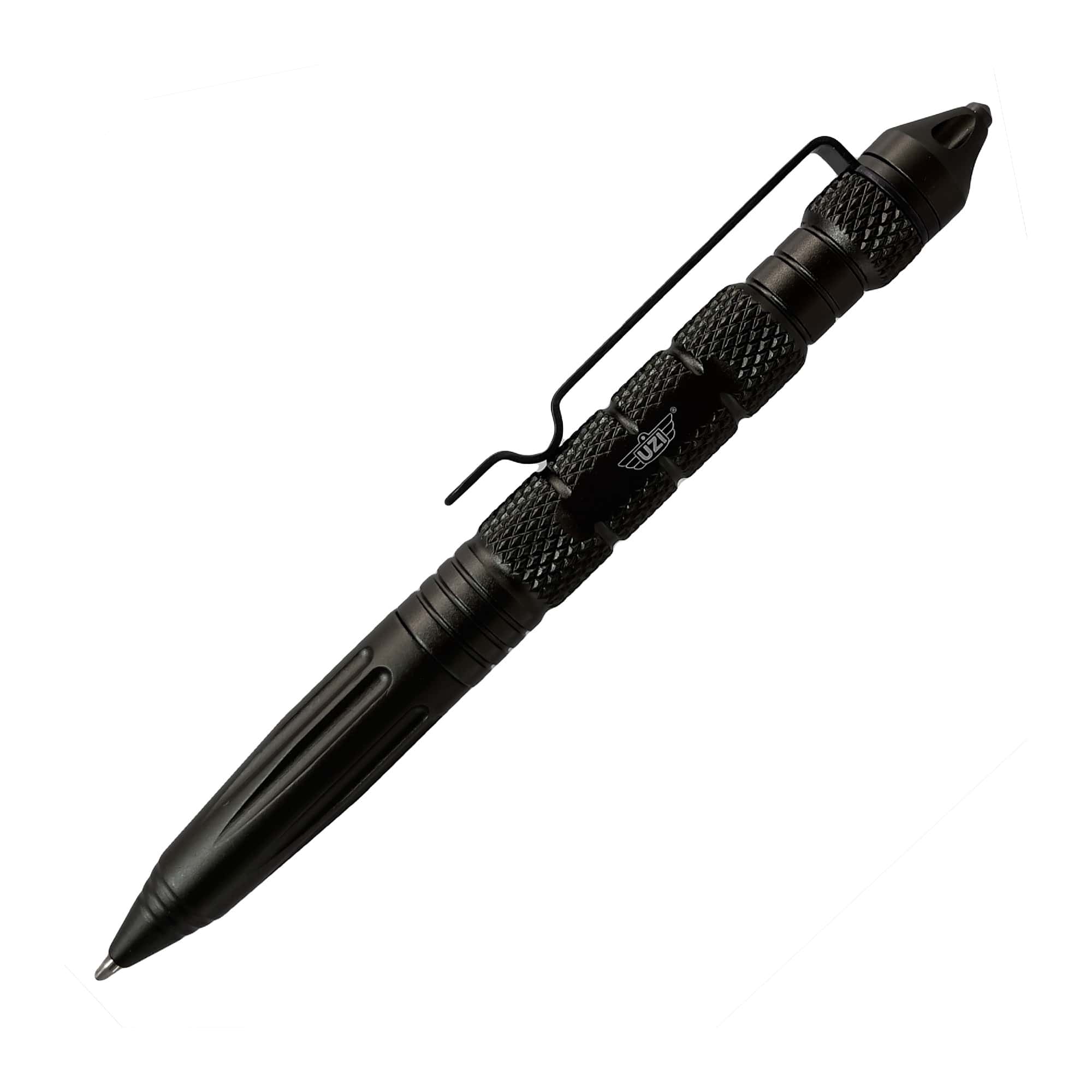 UZI Tactical Defender Pen with Glassbreaker – Black Aluminum Pen