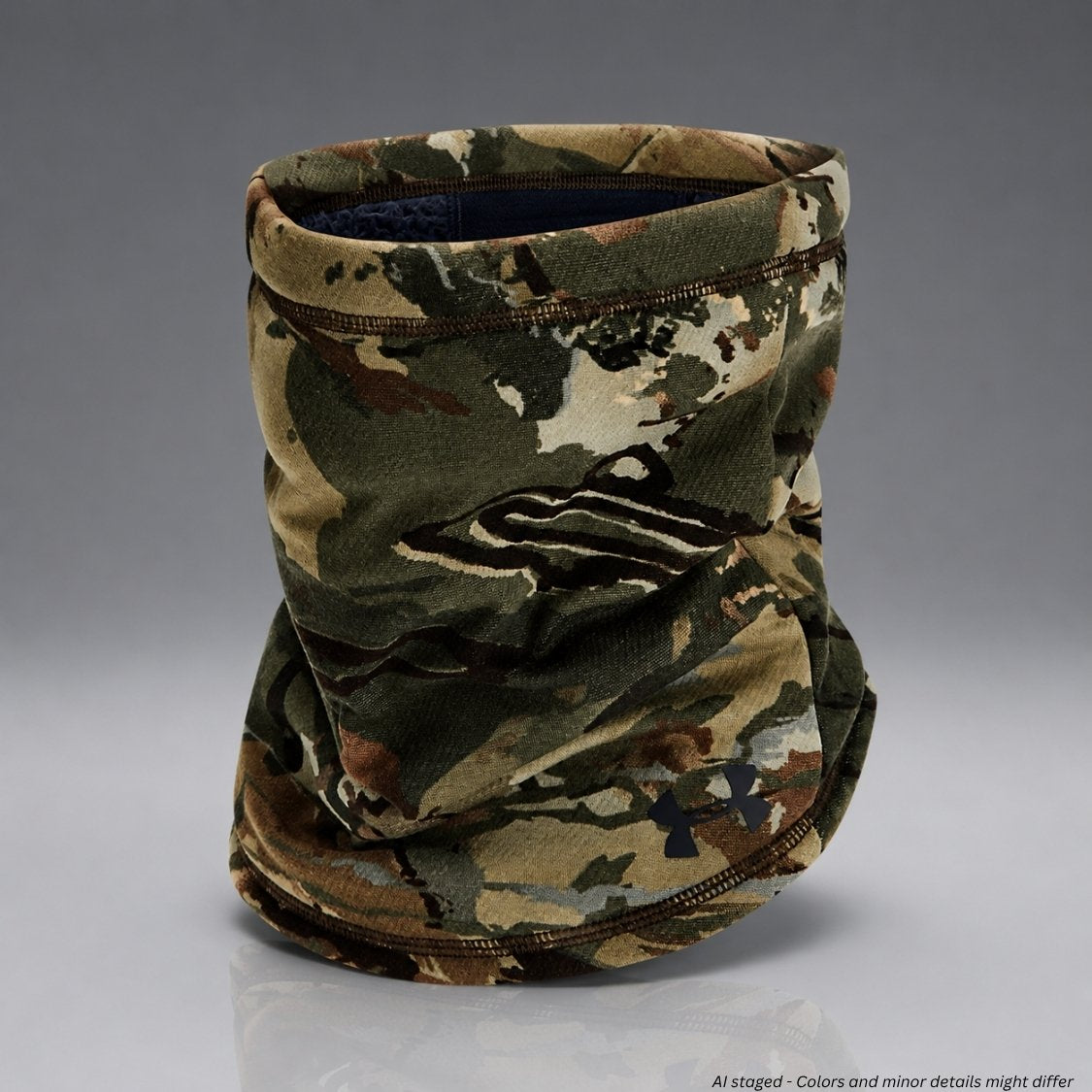Camouflage neck gaiter on a gray background