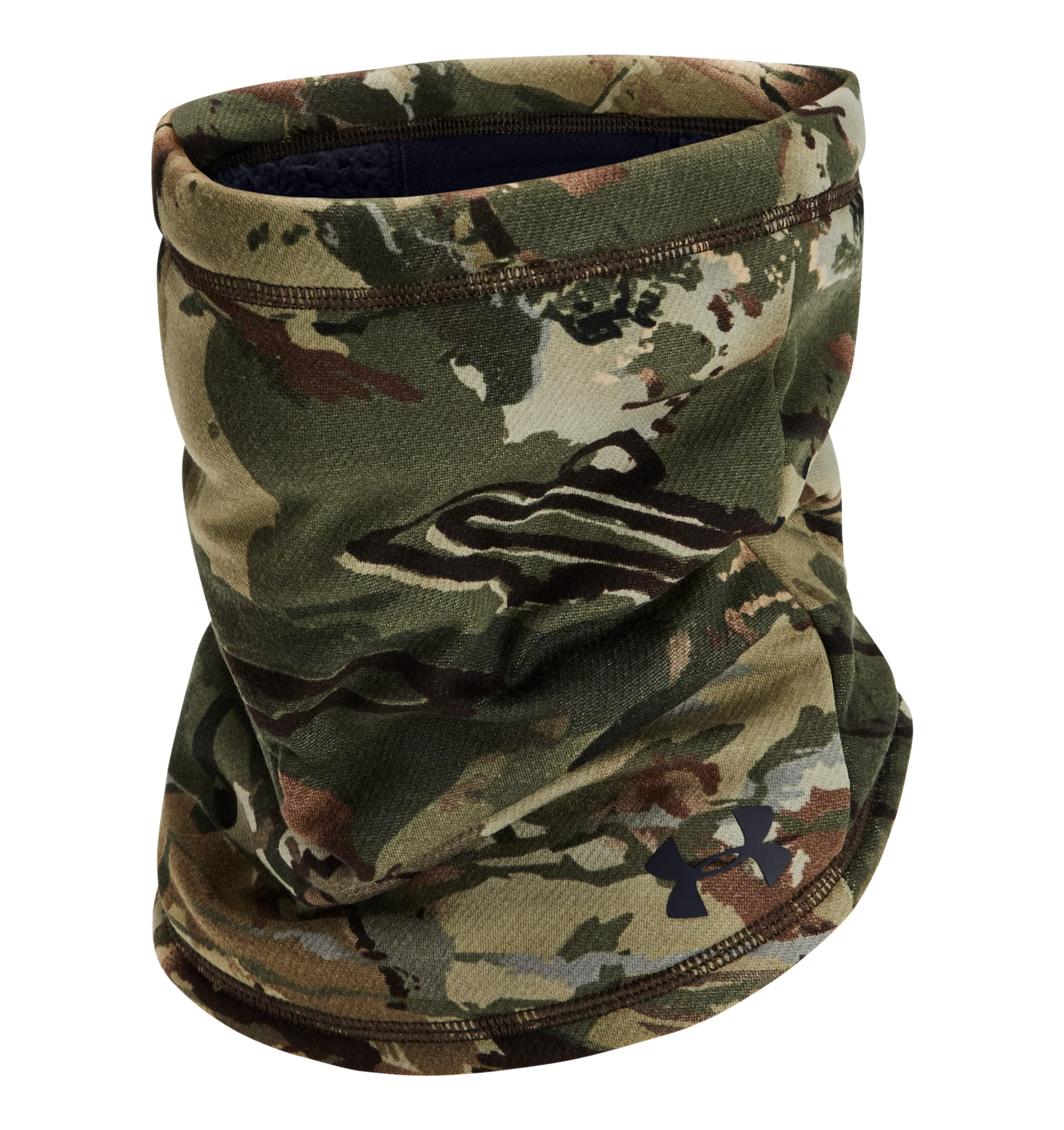 Under Armour Unisex Forest Camo Fleece Gaiter with sherpa lining, breathable Armour Fleece, and weather-resistant UA Storm finish