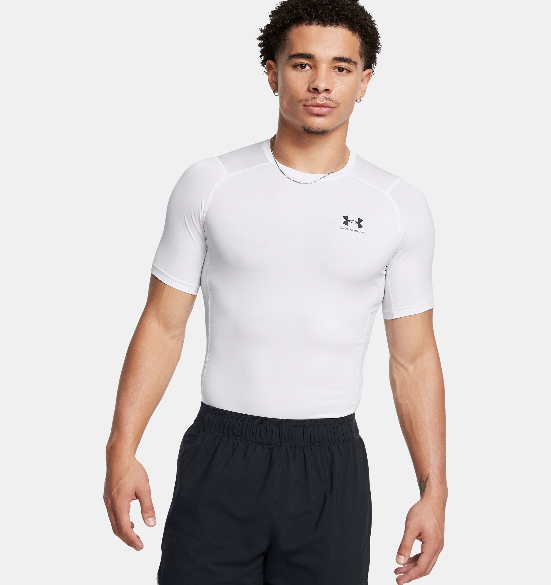 Under Armour HeatGear Compression Shirt for Men – Style 1361518, lightweight workout shirt with mesh panels and tight athletic fit