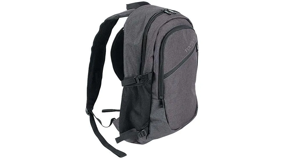 Voodoo Tactical Liberty Backpack in gray, featuring padded straps and inverted zippers for urban style and safety.