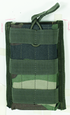 Voodoo Tactical M4/M16 Open Top Mag Pouch with bungee system in camouflage design for modular tactical gear.