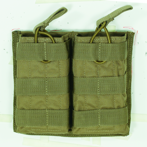 Voodoo Tactical M4/M16 Open Top Mag Pouch with bungee system, featuring dual compartments for modular attachment.