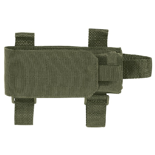 Voodoo Tactical Buttstock Mag Holder in olive green, adjustable with hook-and-loop cover for magazine protection.