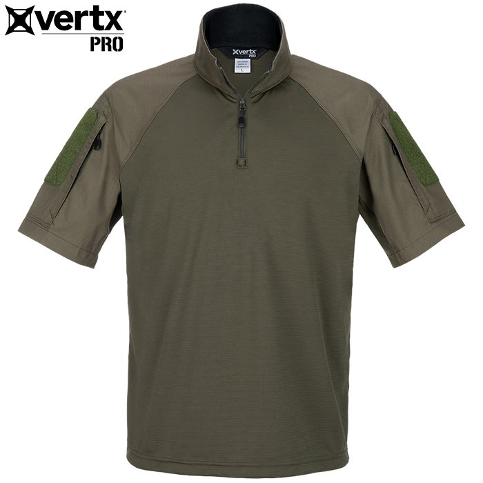 Vertx Recon Flex Short Sleeve Combat Shirt in OD Green, featuring tactical pockets and a durable design for peak performance.