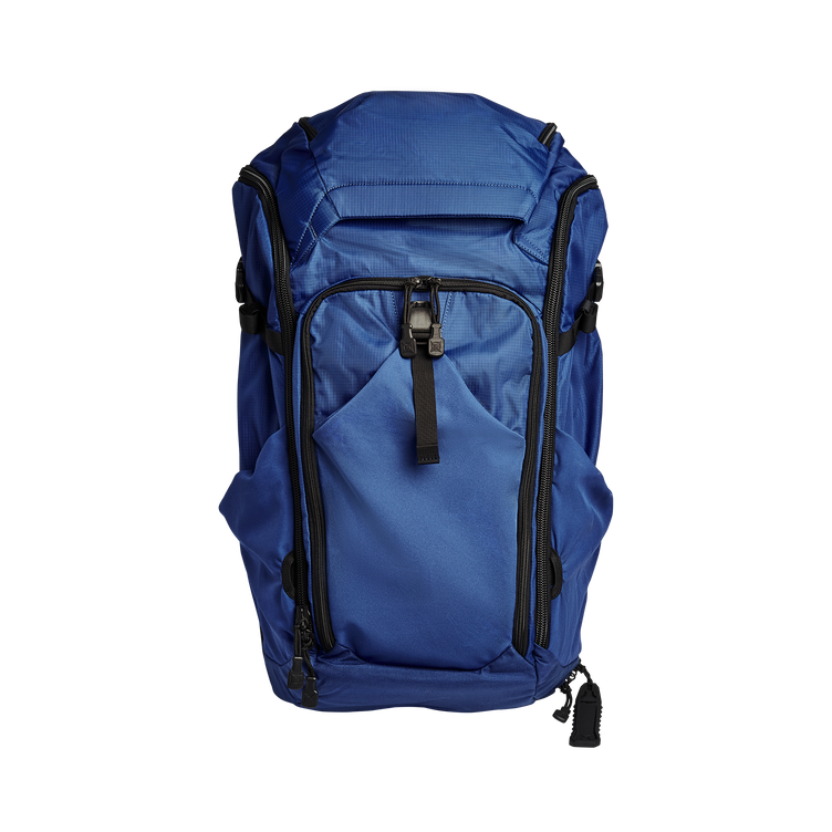 Vertx Pro Overlander backpack in blue, featuring multiple compartments and sleek design for optimal organization.