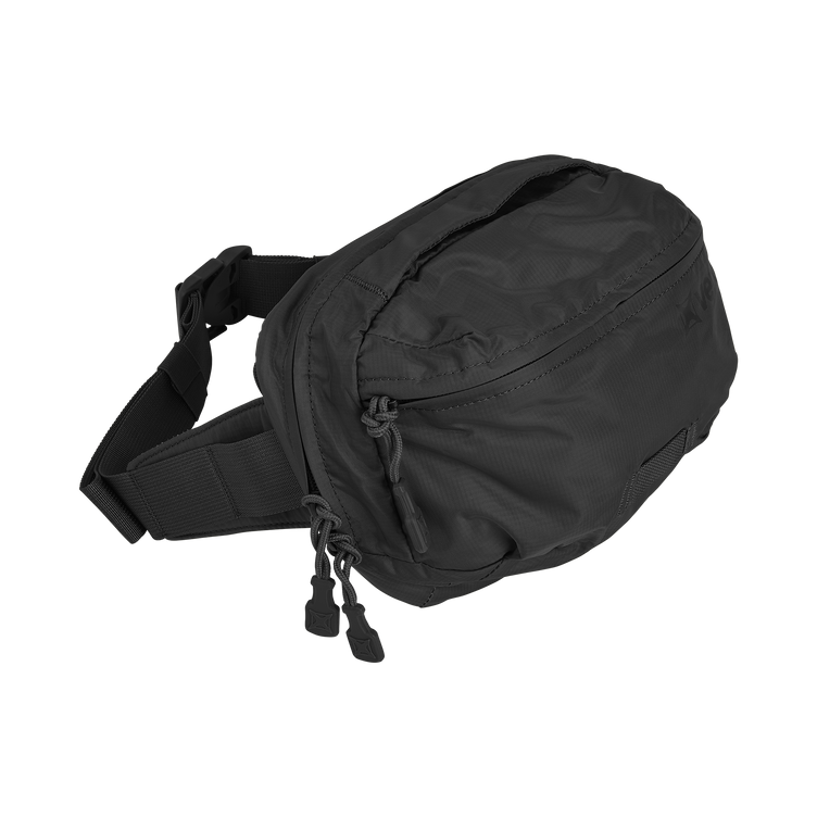 Vertx Long Walks MP Waist Pack in black, designed for convenience with zipper pulls and adjustable waist strap.