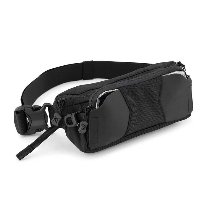 Vertx SOCP Sling in black, designed for versatility as a waist pack with adjustable cellphone compartment and attachment clips.