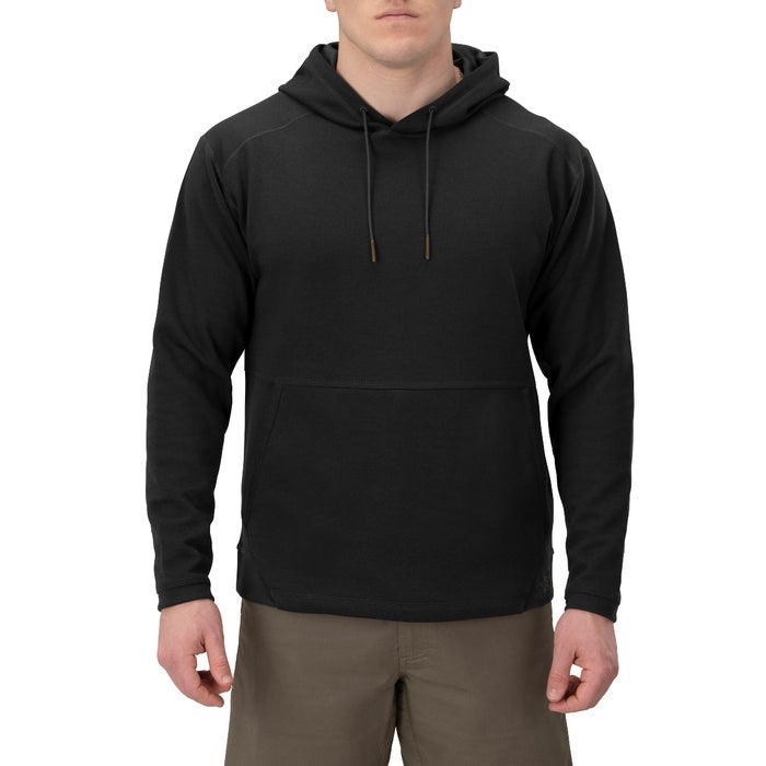 Black Vertx Paratus Hoody with kangaroo pocket, perfect for outdoor activities and casual wear. Durable and comfortable design.