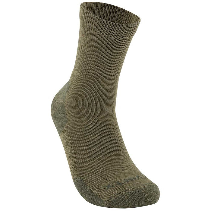 Vertx VaporCore 5 Crew Sock in olive green, designed for comfort and durability in various environments.