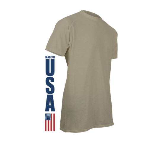 XGO FR Phase 1 T-Shirt in beige, lightweight, flame-retardant, regular fit, proudly made in the USA.