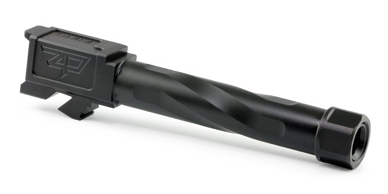 Zaffiri Precision G19 Gen 1-5 threaded barrel in black nitride finish, designed for Glock 19, featuring a sleek design.