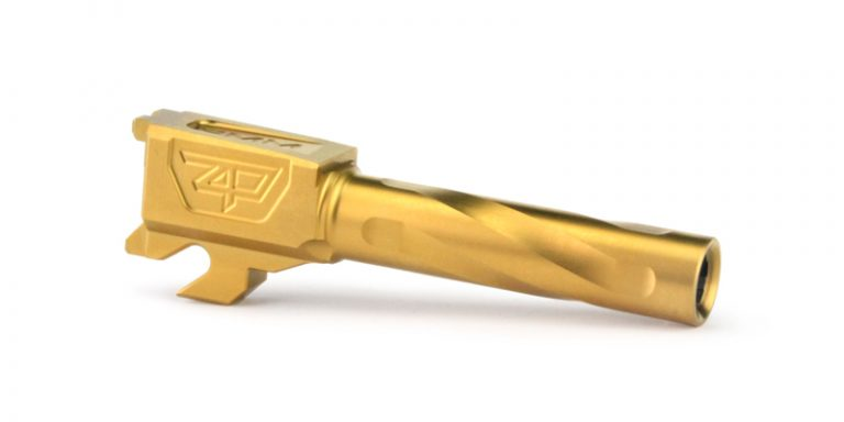 Zaffiri Precision P320c barrel in gold TiN finish, compact design for enhanced accuracy and performance.