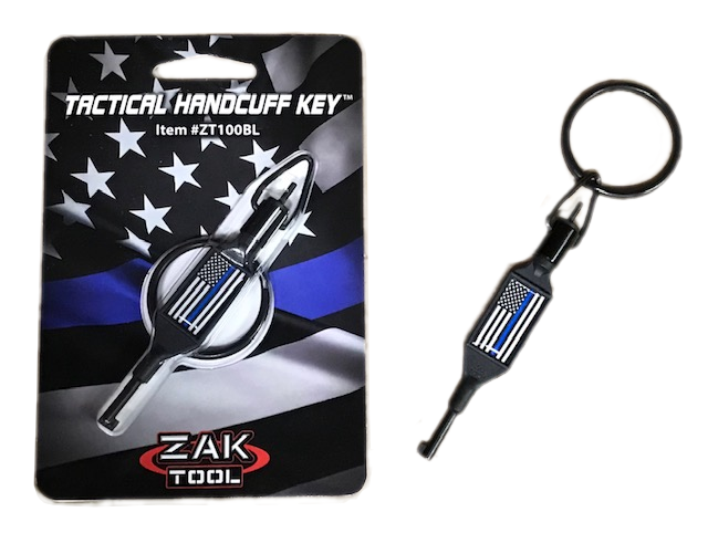 Zak Tool ZAK-100-BL Swivel Handcuff Key with Thin Blue Line USA Flag