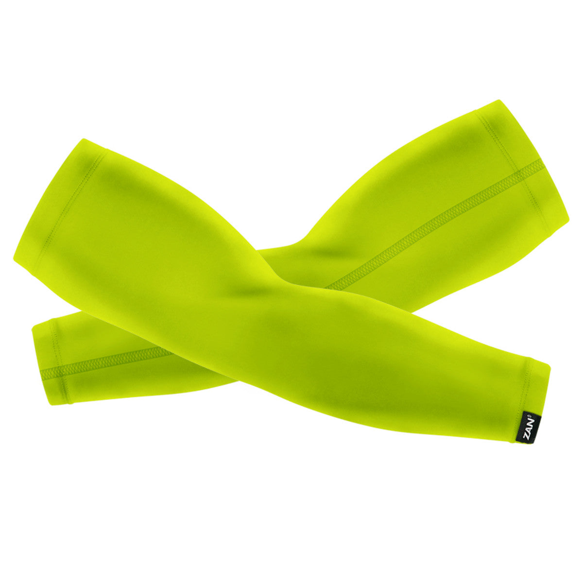 Bright lime green Zan Headgear SportFlex Series Arm Sleeves for UV protection and warmth in any weather.