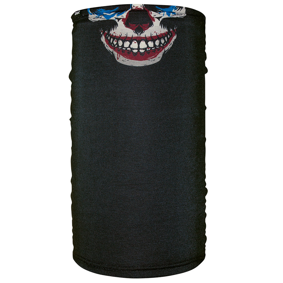 Zan Headgear Fleece Lined Motley Tube featuring a vibrant skull design, perfect as a balaclava or neck warmer for cold weather.