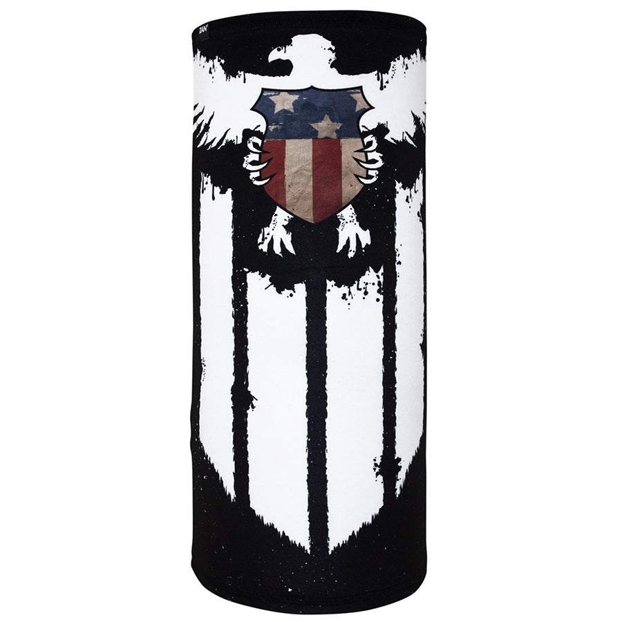 Zan Headgear Motley Tube with patriotic eagle design, versatile headwear for warmth and style in cold weather.