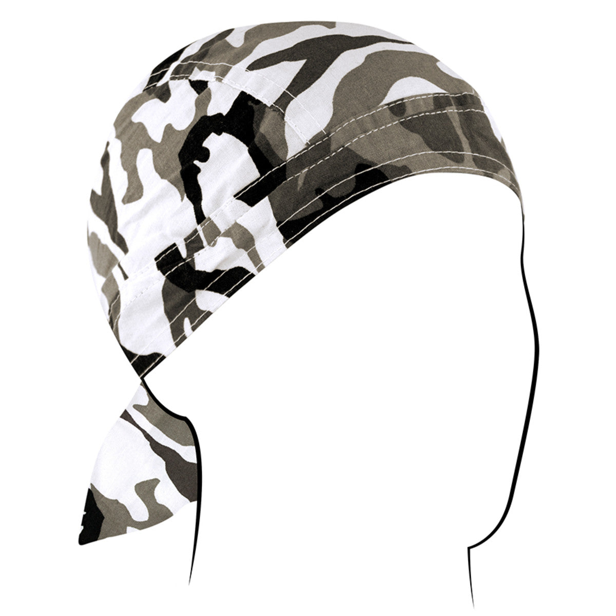 Zan Headgear Flydanna camo headwrap for moisture protection and sweat management while riding.